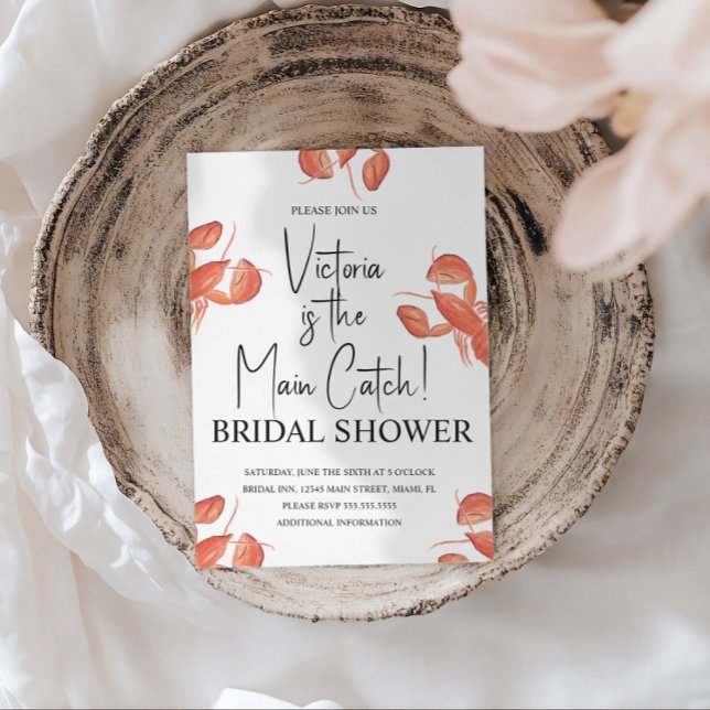 Watercolor Main Catch Lobster Bridal Shower Einladung (Von Creator hochgeladen)