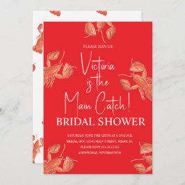 Watercolor Main Catch Lobster Bridal Shower Einladung
