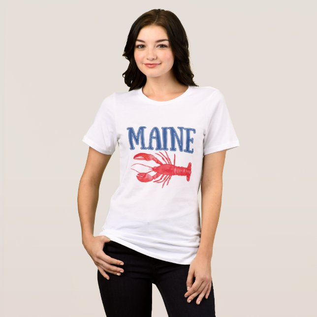 Watercolor Mainster Lobster Tri-Blend Shirt (Vorderseite voll)