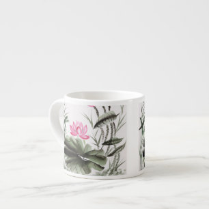 Watercolor-Malerei der Lotos-Blume Espressotasse