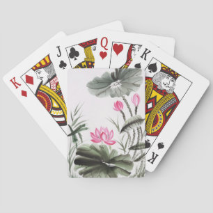 Watercolor-Malerei der Lotos-Blume Spielkarten