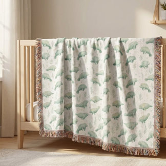 Watercolor Manatee Nursery Blanket Decke