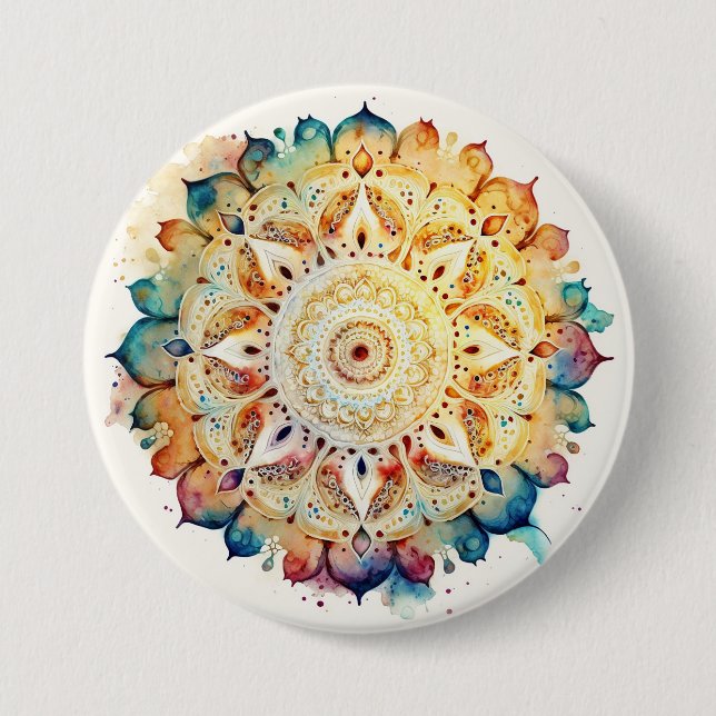 Watercolor Mandala Button (Vorderseite)