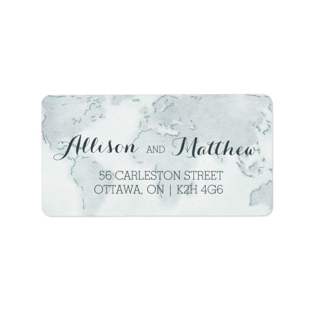 Watercolor Map Wedding Address Label Adressaufkleber (Vorne)