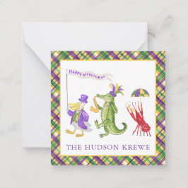 Watercolor Mardi Gras Animal Parade Party Mitteilungskarte