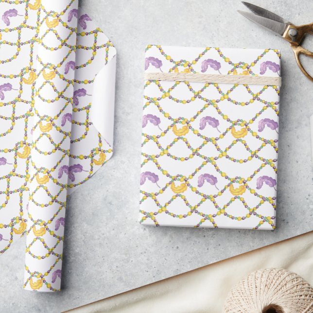 Watercolor Mardi Gras Beads Geschenkpapier (Von Creator hochgeladen)