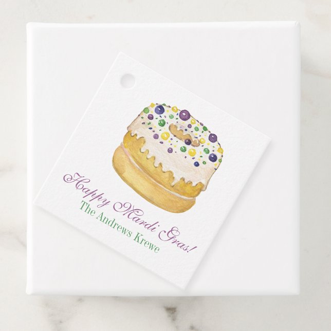 Watercolor Mardi Gras King Cake Geschenkanhänger (Von Creator hochgeladen)