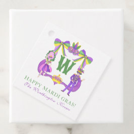 Watercolor Mardi Gras Monogram Crest Geschenkanhänger