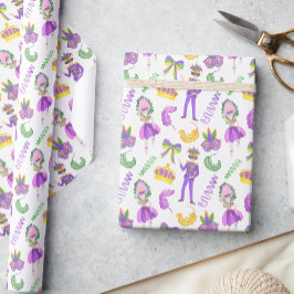 Watercolor Mardi Gras Party Geschenkpapier