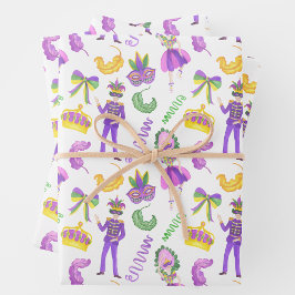 Watercolor Mardi Gras Party Geschenkpapier Set