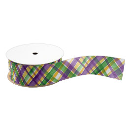 Watercolor Mardi Gras Plaid Ripsband