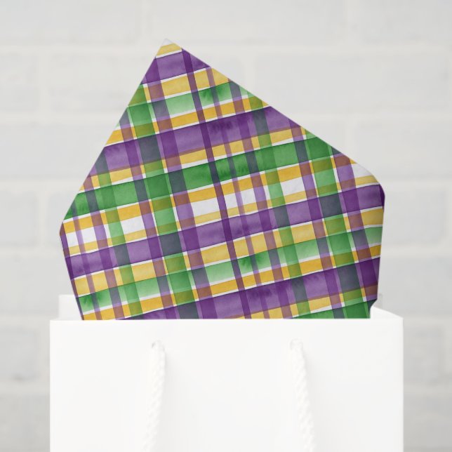 Watercolor Mardi Gras Plaid Seidenpapier (Geschenktüte)