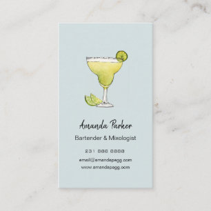Watercolor Margarita Barkeeper, Mixologist Geschäf Visitenkarte
