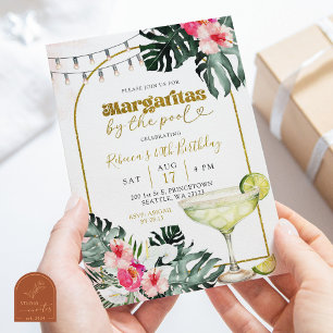 Watercolor-Margaritas am Pool Tropical Party Einladung