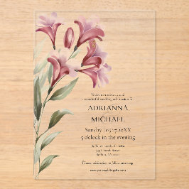 Watercolor Maroon Floral Wedding Invitation Acryleinladungen