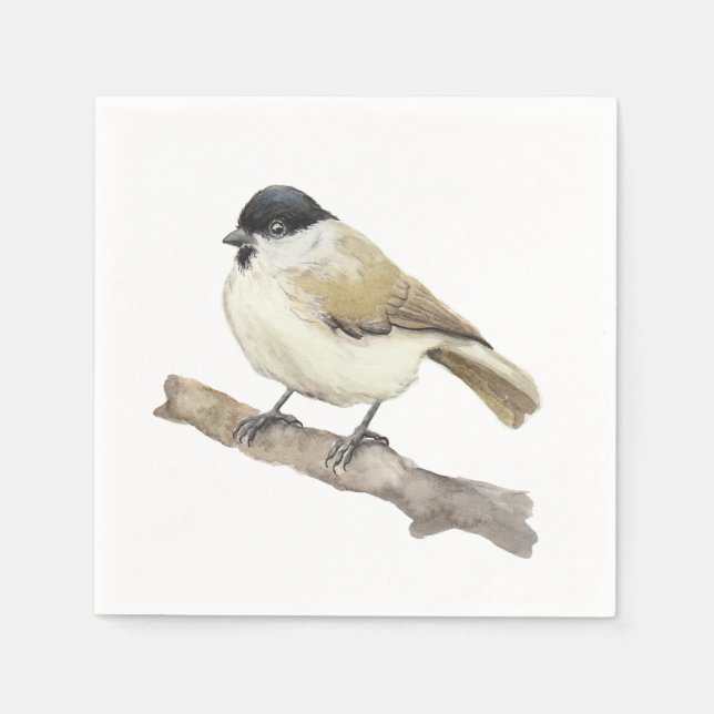 Watercolor Marsh Tit Serviette (Vorderseite)
