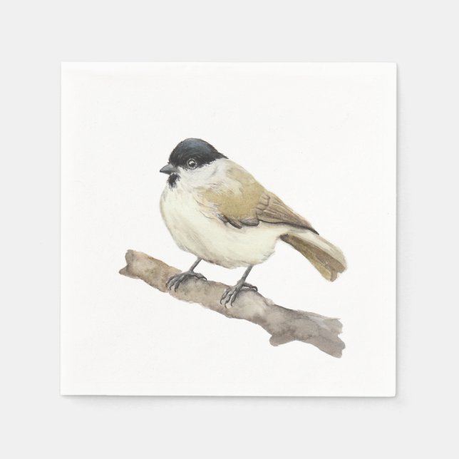 Watercolor Marsh Tit Serviette (Vorderseite)