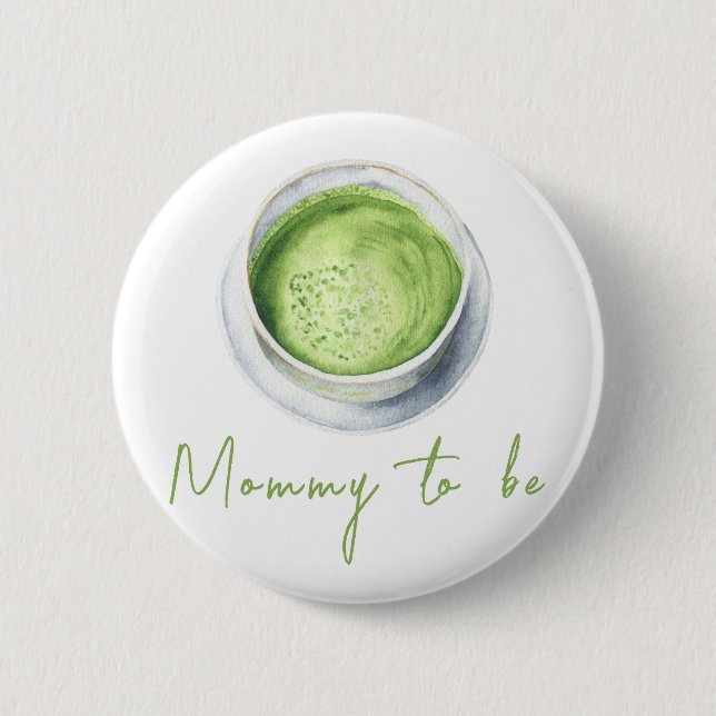 Watercolor-Matcha-Latte-Baby-Shower - werdende Mut Button (Vorderseite)