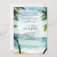 Watercolor Maui Hawaii Tropical Beach Wedding