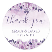Watercolor Mauve Floral Elegant Wedding Vielen Dan