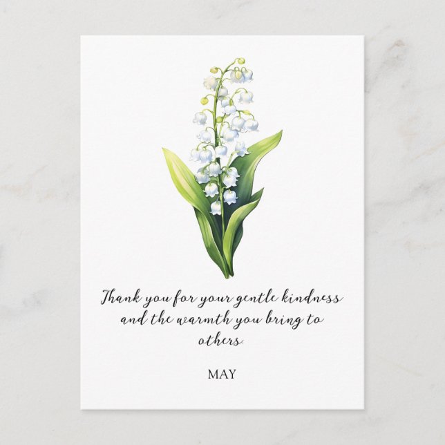 WATERCOLOR MAY LILY OF THE VALLEY BIRTH FLOWER  POSTKARTE (Vorderseite)