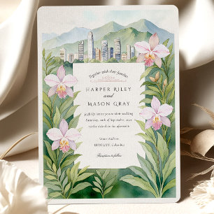 Watercolor Medellín Colombia Orchids Wedding Einladung