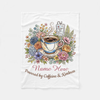 Watercolor Medical Coffee Floral Personalized Name Fleecedecke