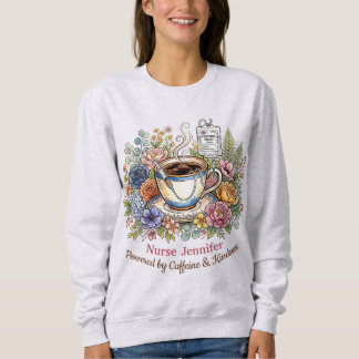 Watercolor Medical Coffee Floral Personalized Name Sweatshirt