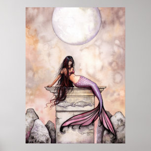 Watercolor-Meerjungfrau Poster Druck von Molly Har