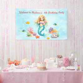 Watercolor Mermaid Birthday Banner