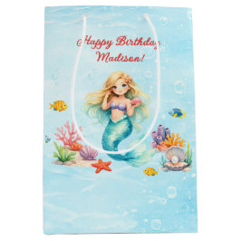 Watercolor Mermaid Birthday Mittlere Geschenktüte