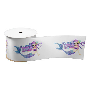 Watercolor Mermaid Birthday Party Satinband