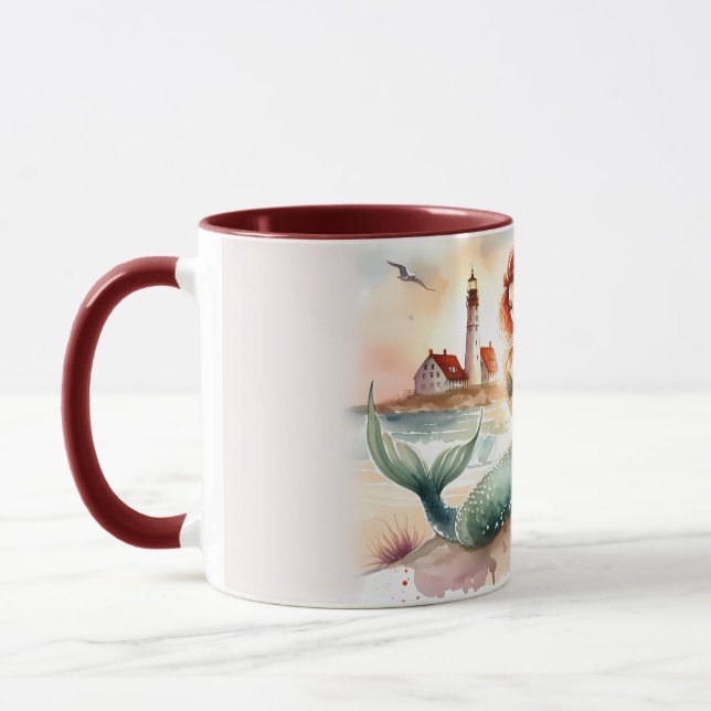 Watercolor Mermaid by Lighthouse Shore Tasse (Links)