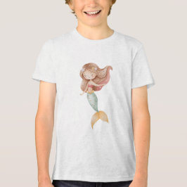 Watercolor Mermaid Girl Illustration Tri-Blend Shirt