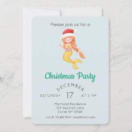 Watercolor Mermaid Weihnachtsgebäck Party Einladung