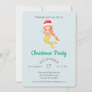 Watercolor Mermaid Weihnachtsgebäck Party Einladung