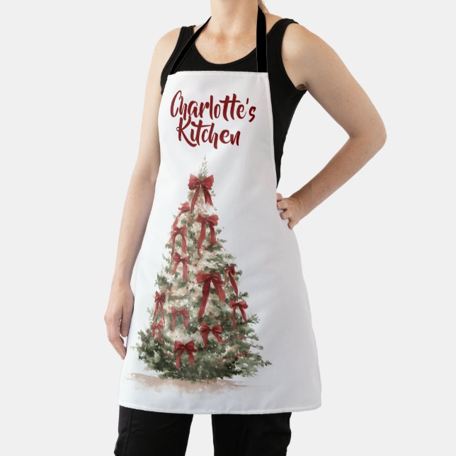 Watercolor Merry Christmas Tree | Cooking Apron Schürze (InSitu)