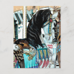 Watercolor Merry-Go-Round Horse Feiertagspostkarte