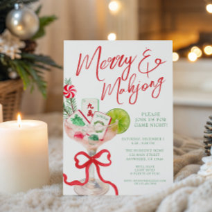 Watercolor Merry Mahjong Weihnachtscocktail Party Einladung