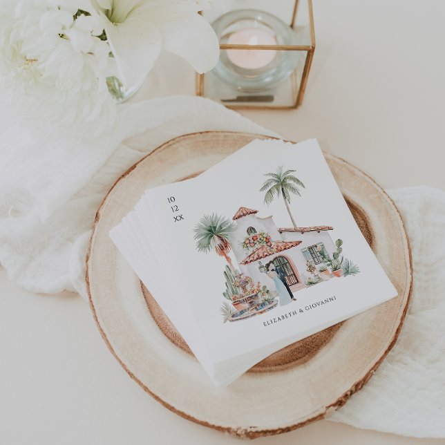 Watercolor Mexico Hacienda | Wedding Serviette (Von Creator hochgeladen)