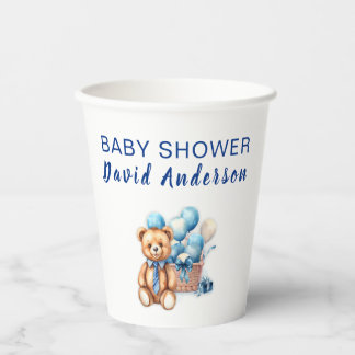 Watercolor minimalist baby shower boy pappbecher