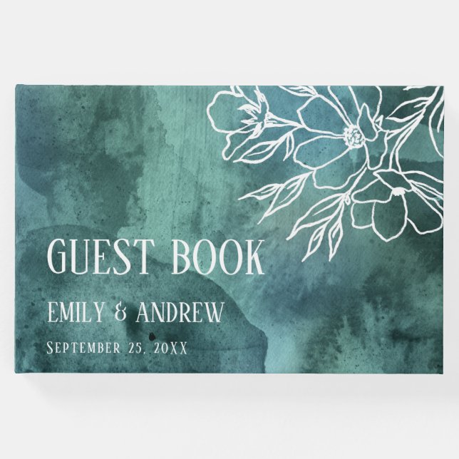 Watercolor minimalistische Magnolie Einladung Gästebuch (Vorderseite)