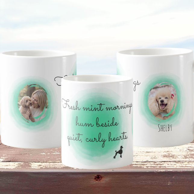 Watercolor Mint Green Poodle - Custom Photo & Name Kaffeetasse (Von Creator hochgeladen)