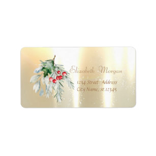 Watercolor-Mistelzweig Gold Adressaufkleber