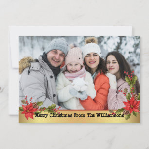 Watercolor Mistletoe Goldenes Weihnachtsfest Foto Feiertagskarte