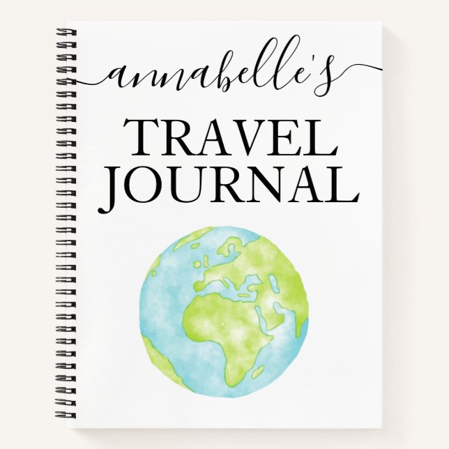 Watercolor Mit Monogramm Travel Journal Notebook Notizbuch (Vorderseite)