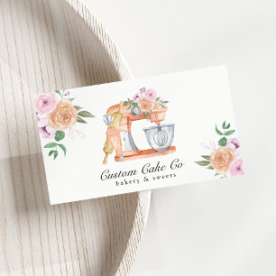 Watercolor Mixer Cake + Bakery Business Card Visitenkarte
