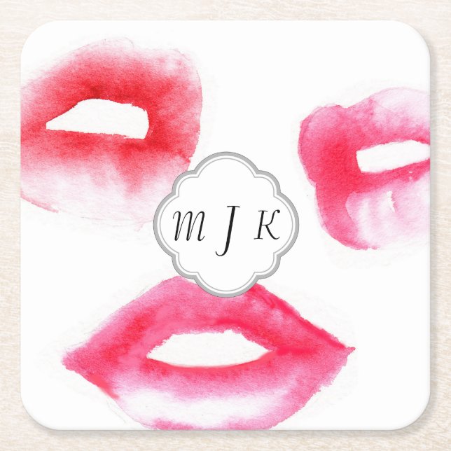 Watercolor-Mode Monogramed Untersetzer (Vorderseite)