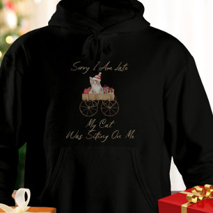 Watercolor Modern Script Red Cat Weihnachten Hoodie