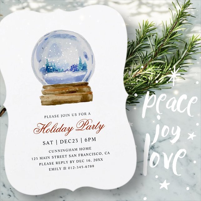 Watercolor Modern Snow Globe Holiday Party Einladung (Von Creator hochgeladen)